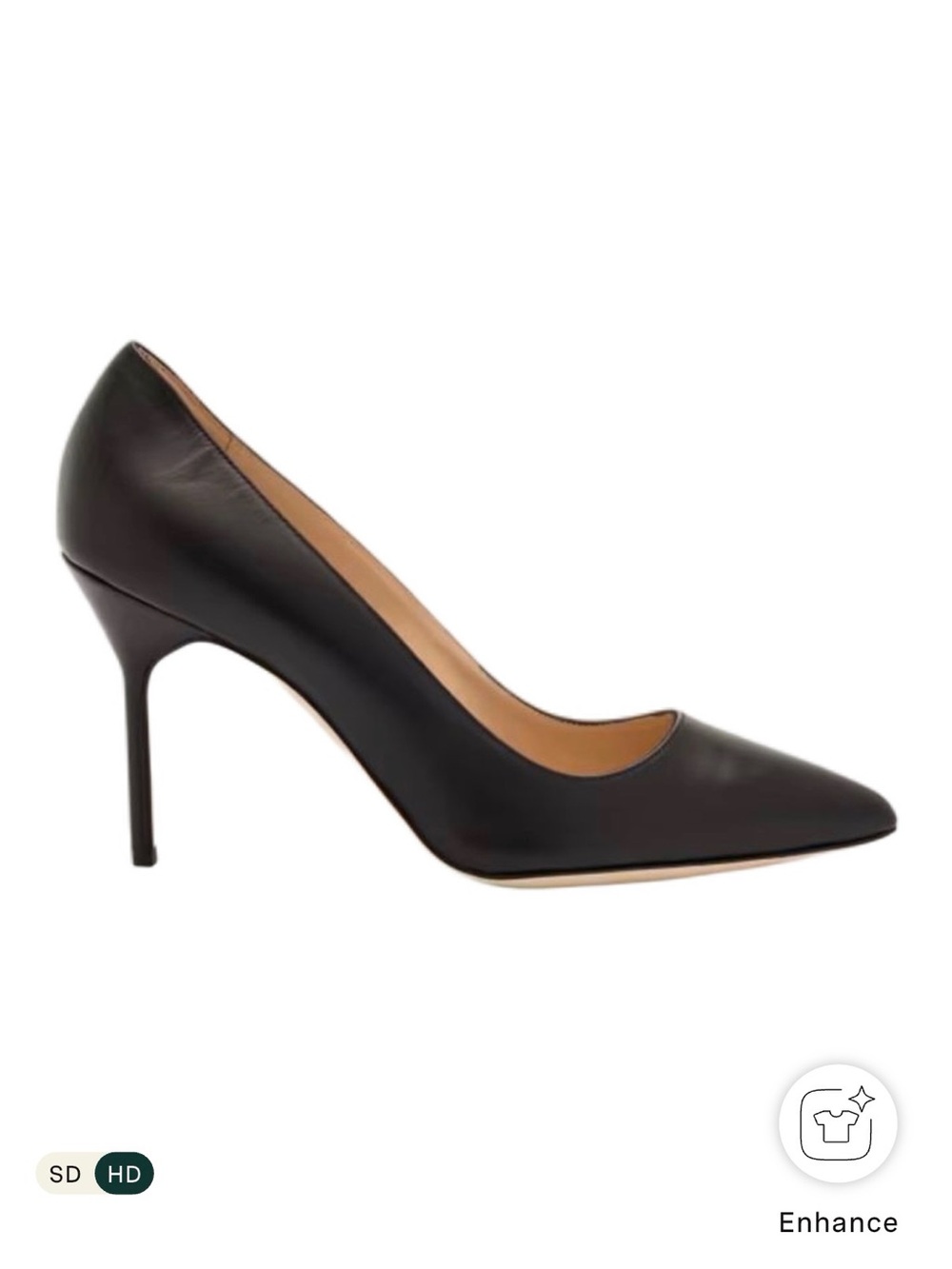 Manolo Blahnik Black Pointed-Toe Leather Stiletto Pump